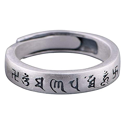 Ohrringe für Damen Einstellbare Ring Frauen,S925 Sterling Silber Retro Symbol Schrift Einfache Nation Verstellbare Open Knuckle Schwanz Ring Finger Joint Zehenring Schmuck Für Frauen M?Dchen von Generic