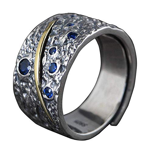 Ohrringe für Damen Einstellbare Ring Frauen,S925 Sterling Silber Vintage Breit Eingelegte Blaue Zirkonia Punk Verstellbare Open Knuckle Schwanz Ring Finger Joint Zehenring Schmuck Für Frauen von Generic