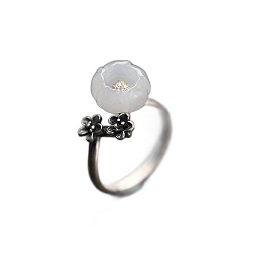 Ohrringe für Damen Einstellbare Ring Frauen,S925 Sterling Silber Vintage Kirschblüte Jade Staubblatt Zirkonia Charme Verstellbarer Offener Kn?Chel Schwanz Ring Finger Joint Zehenring Schmuck von Generic