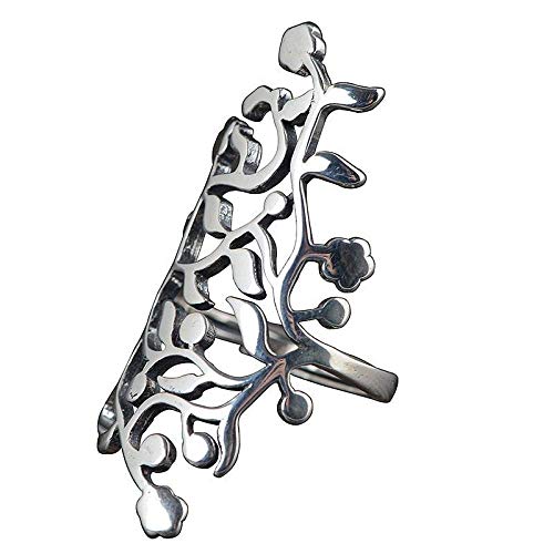 Ohrringe für Damen Einstellbare Ring Frauen,S925 Sterling Silber Vintage Lange Hohle Blatt Blume Punk Verstellbare Open Knuckle Schwanz Ring Finger Joint Zehenring Schmuck Für Frauen M?Dchen von Generic