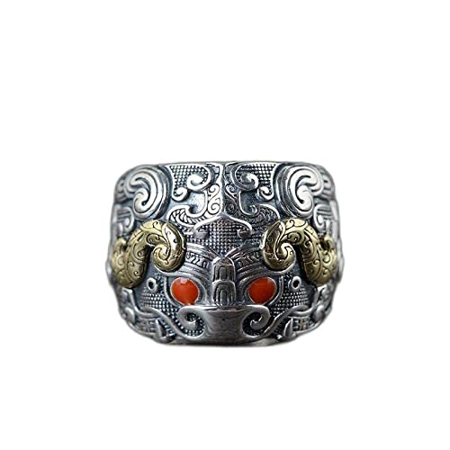 Ohrringe für Damen Einstellbare Ring Frauen,S925 Sterling Silber Vintage Rot Breit Gefr??Ig Tiermuster Gothic Verstellbar Open Knuckle Schwanzring Finger Joint Zehenring Schmuck Für Frauen M von Generic