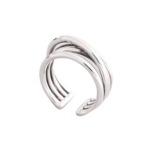 Ohrringe für Damen Frauen S925 Sterling Silber Ring Pers?Nlichkeit Retro Mehrschichtig Thai Silber Sterling Silber Weiblich Größe Größe ?Ffnungsringe Geschenke Klein von Generic