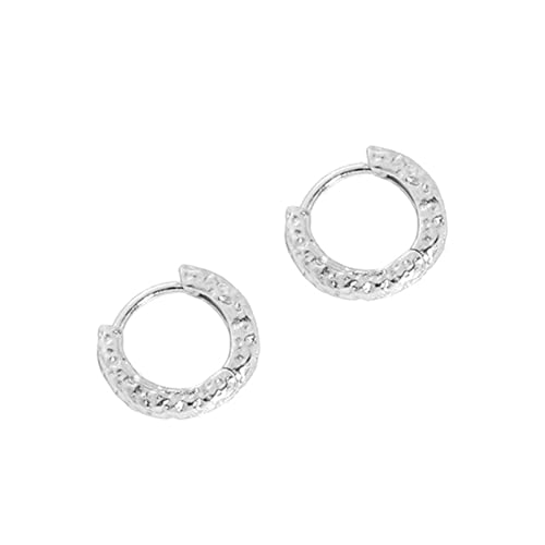 Ohrringe für Damen Minimalistische 925 Sterling Silber Creolen For Frauen Design Geometrische Kreis Textur Gold Ohrring Zubeh-R Schmuck von Generic