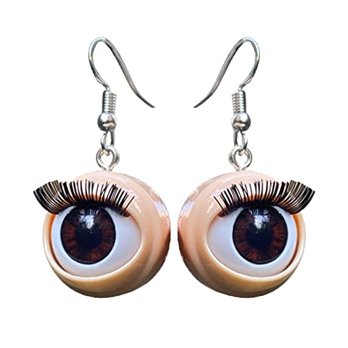 Ohrringe für Mädchen – Ohrringe in Form eines Augapfels, große Puppe mit blinkenden Wimpern, einzigartige und beängstigende Horrormode, elegante hängende Ohrringe mit, Consulte la descripción, Siehe von Generic