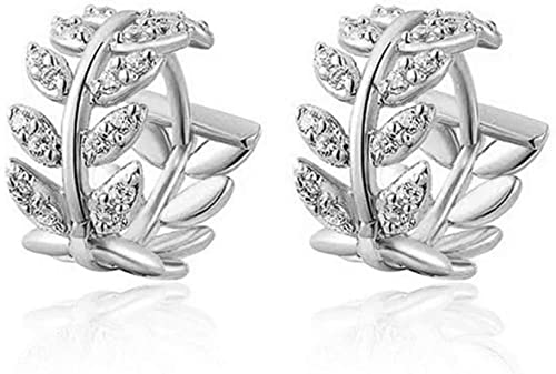 Ohrringe in Blattform, Ohrringe aus Zirkonia, rund, simulierter Diamant, Silber von Generic