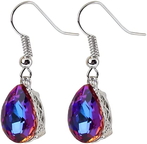 Ohrringe in Tropfenform, farbig, aus Zirkonia, elegante Tropfenform aus Silber, Ohrringe in Tränenform, für Damen von Generic