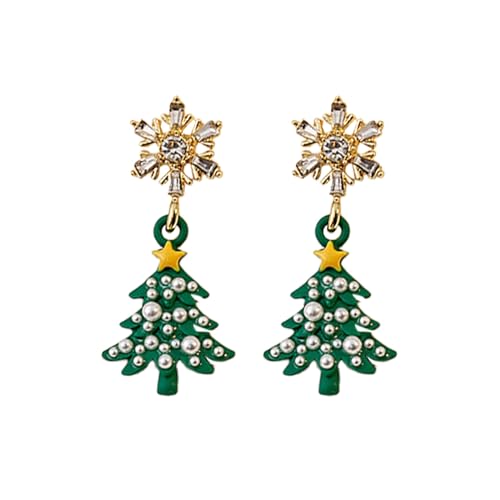 Ohrringe mit Weihnachtsbaum-Schneeflocke und asymmetrischem Design für Damen von Generic