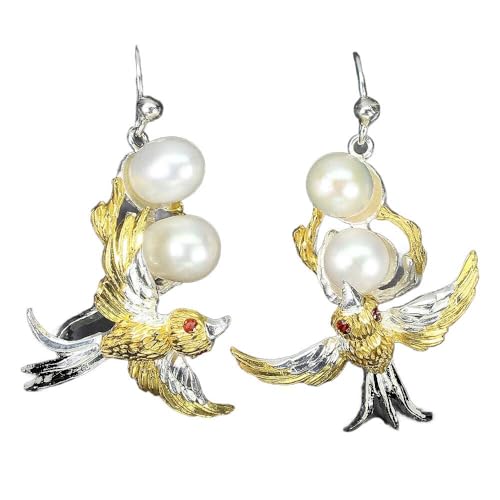 Ohrringe natürliche Barock Perlen Granate Vogel 4 von Generic
