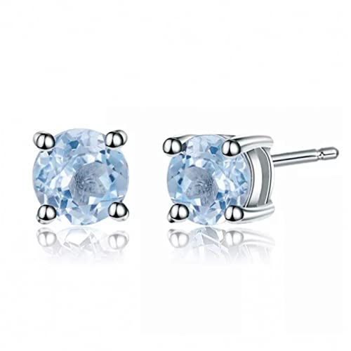 Ohrstecker, rund, 6 mm, 2,11 Karat, natürlicher himmelblauer Topas, Edelstein, Schmuck für Damen Ohrstecker, rund, 6 mm, 2,11 Karat, natürlicher himmelblauer Topas, Edelstein, Schmuck für Damen von Generic