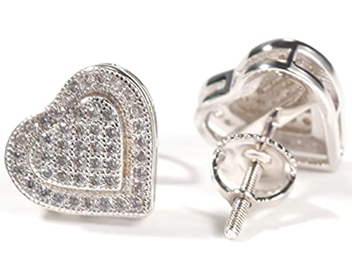 Ohrstecker aus 925er Sterlingsilber mit zweilagigen herzförmigen Hip-Hop-Ohrsteckern mit schlichtem Temperament (Unisex) von Generic