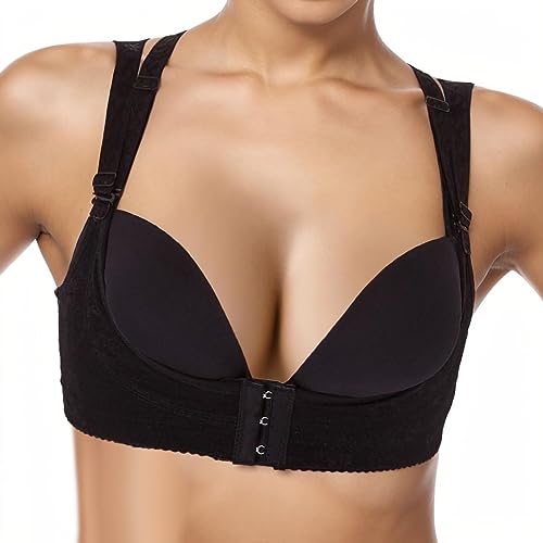 Oktoberfest Dirndl Tief V Push-Up BH Büstenhebe Schwarz/Hautfarben Gr. S-XXL. (01 Schwarz, M) von Generic