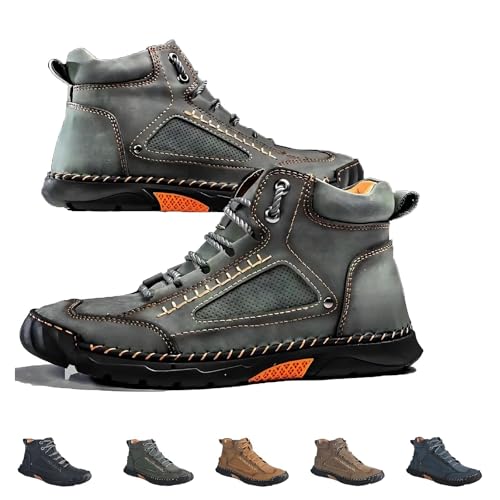 Olveros Boots, bequeme handgefertigte Lederstiefel for Herren – wasserdichte Outdoor-Lederschuhe mit Fußgewölbeunterstützung(Green,8.5) von Generic