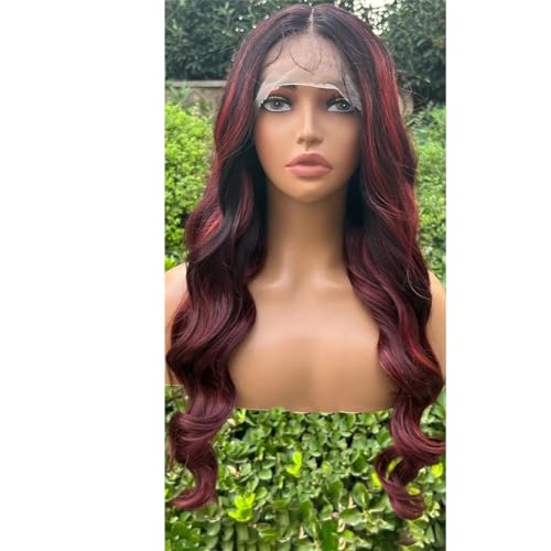 Ombre Braun Synthetische Spitze Front Perücken Für Schwarze Frauen Körperwelle Weiches Haar mit Babyhaar Transparente Spitze von Generic