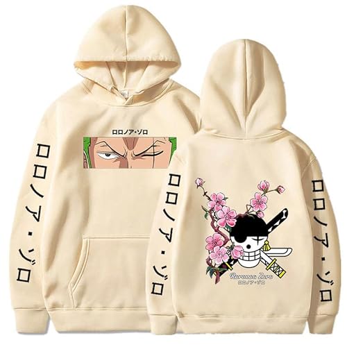 One Piece Anime Hoodie Roronoa Zoro Print Vintage Pullover Tops Langarm Lose Lässige Mode Unisex Sweatshirts von Generic