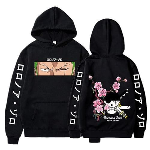 One Piece Anime Hoodie Roronoa Zoro Print Vintage Pullover Tops Langarm Lose Lässige Mode Unisex Sweatshirts von Generic