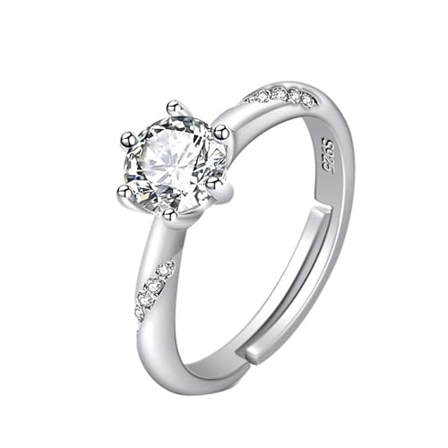 One Psychic Ehering mit Diamanten, verstellbarer Ring, modisch vielseitig, hochwertiger offener Ring, einfach funkelnd mit Diamanten, verstellbarer offener Modering, 1 Stück (Silver, One Size) von Generic