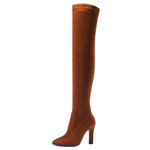 Orange,34 EU,Overknee-Stiefel aus Stretch-Wildleder für Damen, Spitze Zehenpartie, klobiger Blockabsatz, zum Überziehen, Overknee-Stiefel für Clubpartys, Herbst/Winter, hohe Stiefel, Elegante Orange,34 EU,Overknee-Stiefel aus Stretch-Wildleder für Damen, Spitze Zehenpartie, klobiger Blockabsatz, zum Überziehen, Overknee-Stiefel für Clubpartys, Herbst/Winter, hohe Stiefel, Elegante von Generic