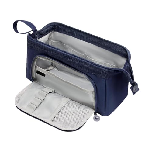 Organisiertes Federmäppchen, Mehrzweck-Stift-Organizer, Federmäppchen mit Reißverschluss, doppelschichtiges Stifteetui, Federmäppchen mit Reißverschluss für Ausflüge, Marineblau, Refer to description von Generic