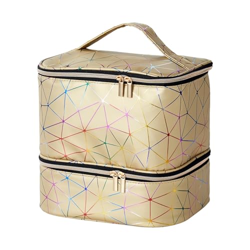 Organizer für Nagellack-Set, doppellagig, Aufbewahrungstasche für 30 Nagellackflaschen, Kosmetiktasche, Reisetasche, Gold, Consulte la descripción, Siehe Beschreibung von Generic
