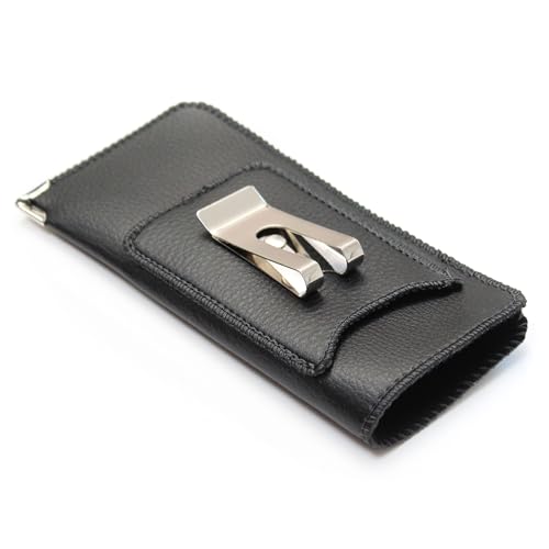 Orsus Weiches Brillenetui mit Gürtelclip & Kartenfach, PU-Lederetui für Brillen, Sonnenbrillen, Filzfutter, Schwarz, Einheitsgröße von Generic