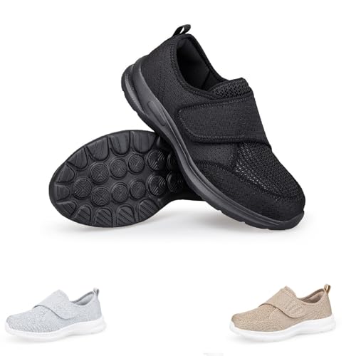 Orthofash Schuhe, 2026 Neue orthopädische extrabreite Füße, geschwollene Laufschuhe, atmungsaktives Mesh-Design(Black,6) von Generic