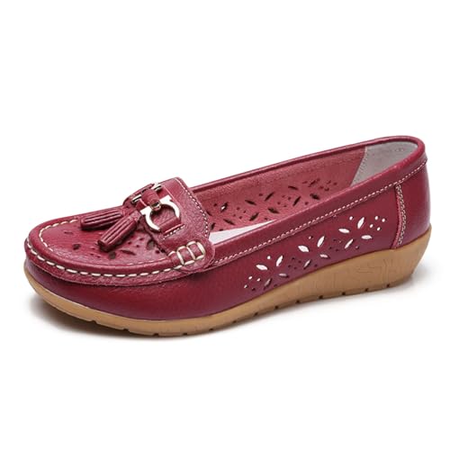 Orthopädische Damen Loafer Atmungsaktive Lederschuhe Bequeme Sommermode Arbeitswanderschuhe für Freizeit Reise (36) von Generic