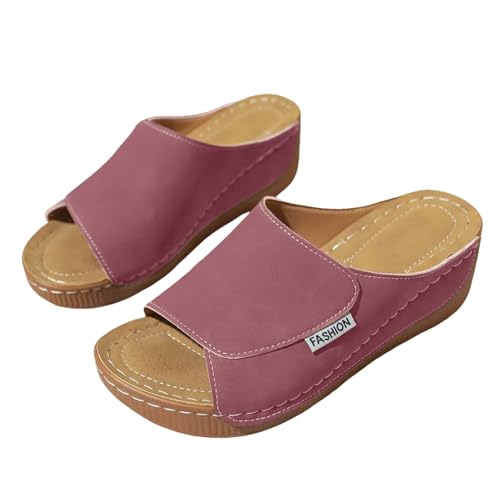Orthopädische Hausschuhe Damen Ergonomische & Rutschfeste Orthopädische Sandalen Leicht Bequem Keilsandalen Elegant Pantoletten Offener Sommerschuhe Schlappen Atmungsaktiv Sandaletten von Generic