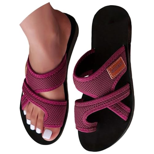 Orthopädische Sandalen Damen Sommer Big Toe Hallux Valgus Flach Pantolette Leichte Mesh Sommerschuhe Bequeme Rutschfeste Hausschuhe Casual Breite Füße Strandsandalen Freizeitschuhe von Generic