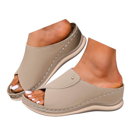 Orthopädische Sandalen Damen Sommer Ergonomische Leder Pantoletten Rutschfeste Offener Hausschuhe Leicht Bequem Slipper Sommerschuhe Damen von Generic