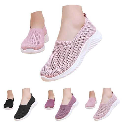 Orthopädische Schuhe Damen Slip On Sneaker Frauen Sommerschuhe Mesh Atmungsaktiv Turnschuhe Leicht Laufschuhe Outdoor Sportschuhe Bequeme Schlupfschuhe Walkingschuhe Arch Support Schuhe von Generic
