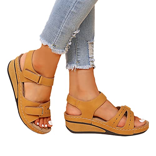 Orthopädische Schuhe Damen zur Unterstützung des Fußgewölbes weiche orthopädische Sandalen PU-Leder rutschfeste Elegante Sandalen mit Fasciitis-Sohlen für Hallux Valgus Bunion Schuhe von Generic