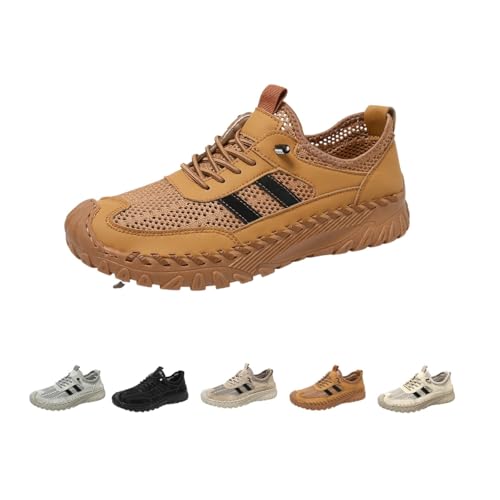 Orthopädische Slip-On-Wanderschuhe, rutschfeste, atmungsaktive Mesh-Schuhe für Herren (Brown,41) von Generic