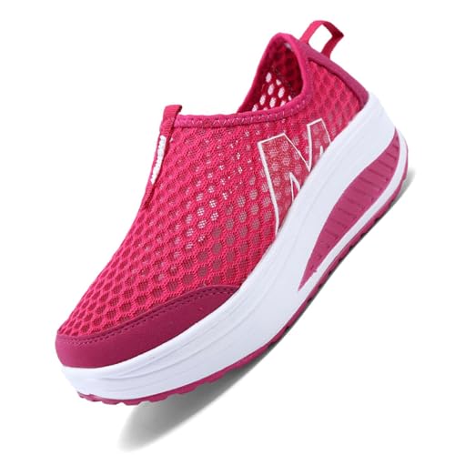 Orthopädische Wanderschuhe Damen Bequeme Sportschuhe mit Fußgewölbeunterstützung Linderung Breite Passform Für Fußschmerzen Plattfüße (Red, 37) von Generic