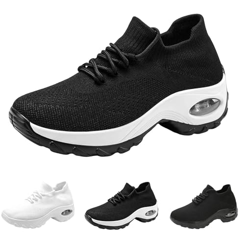 Orthopädische Wanderschuhe Damen Weite H Leicht Sommer Sneaker Platform Sneaker mit Keilabsatz Damen Turnschuhe Sportliche Laufschuhe Schnürschuhe Atmungsaktive Outdoor Cross Trainer Zum Joggen von Generic