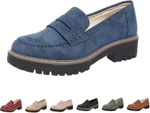 Orthoture - Orthopädische Halbschuhe mit Dicker Sohle, Steigbügelschuhe, Orthopädische Schuhe für Damen, Wanderschuhe mit runder Spitze (Blue,40) von Generic