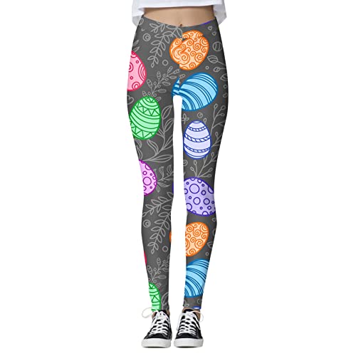 Ostern Leggings Damen, Damen Leggins High Waist Sporthose Tummy Control Yogahose Osterhasen Ostereier Drucken Blickdichte Laufhose Festlich Leggings Easter Strumpfhose Trainingshose von Generic