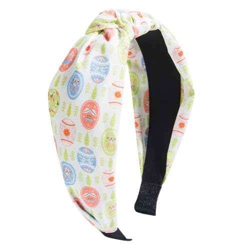 Ostern-Stirnbänder für Mädchen,Ostern-Stirnband | Breites geknotetes Stirnband für Frauen - Bedruckte Stirnbänder mit Hasenei-Motiv, bunte Frühlings-Stirnbänder für Damen von Generic