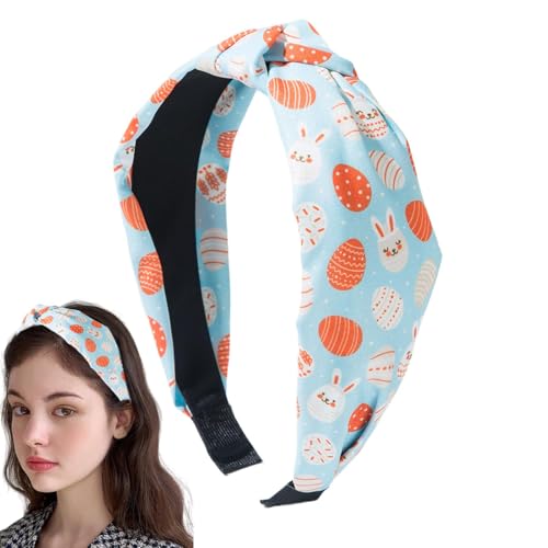 Ostern-Stirnband,Ostern-Stirnbänder für Frauen - Geknotetes Stirnband Haarschmuck | Frohe Ostern Stirnband mit Hasen-Ei-Print, Stirnband für Frauen, Frühlings-Haarschmuck von Generic