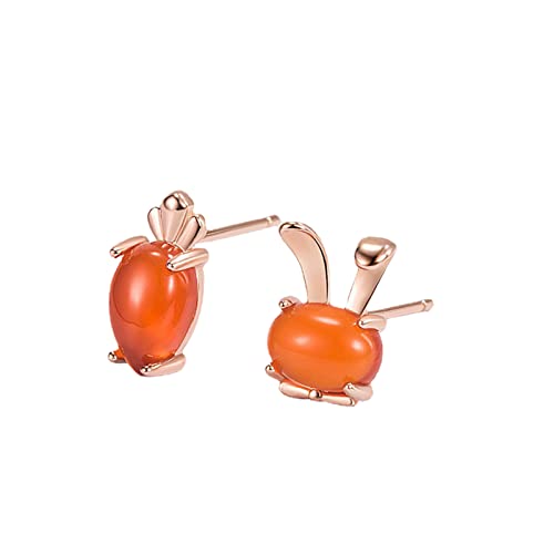 Osterohrringe Häschen-Karotten-Ohrringe für Frauen Niedliche Häschen-Karotten-Ohrringe Ohrstecker Ostern Schmuck Feiertags-Geburtstags-Geschenke Ohrringe Rund (Orange, One Size) von Generic