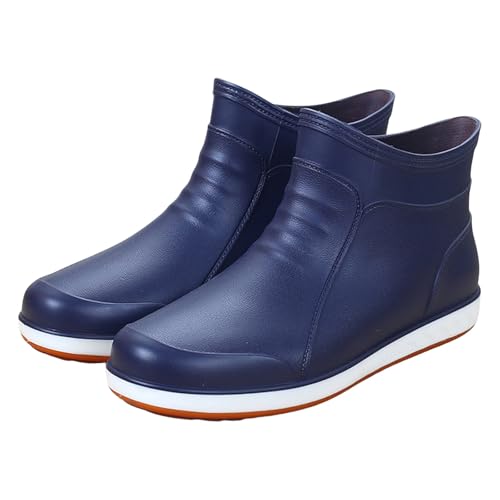 Outdoor-Gartenstiefel, modisch, rutschfest, kurzes Rohr, PVC-Regenstiefel für Herren, elastischer, leicht, für die Landwirtschaft, Arbeit, Jagd Compatible with Motorrad Schuhe Herren 49 (Blue, 44) von Generic