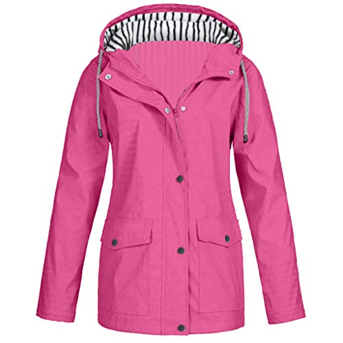 Outdoor Jacken FüR Damen Wasserdicht üBergangsjacke Damen Wasserdicht Regenjacke Damen Wasserdicht Atmungsaktiv üBergangsjacke Damen FrüHling Elegant Steppjacke Damen üBerga Hot Rosa 3XL von Generic