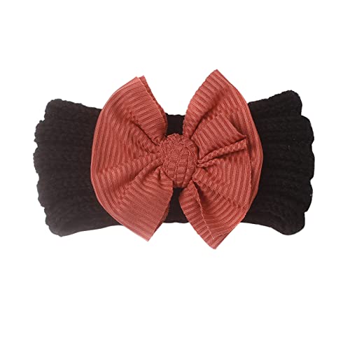 Outdoor Stirnband für Kleinkind Kleinkind Baby Jungen Mädchen gestrickt Color Block Bowknot Haarband Kopfbedeckung Stirnband (Black, One Size) von Generic