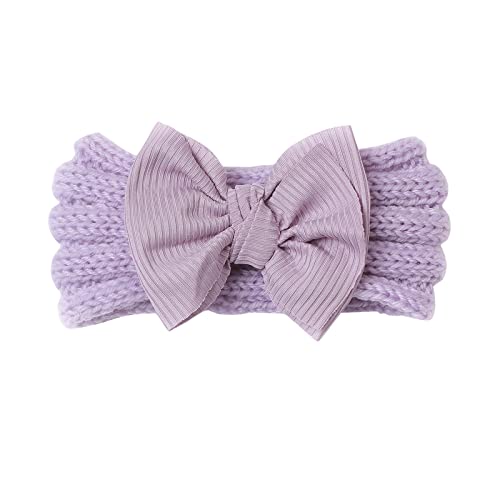 Outdoor Stirnband für Kleinkind Kleinkind Baby Jungen Mädchen gestrickt Color Block Bowknot Haarband Kopfbedeckung Stirnband (Purple, One Size) von Generic