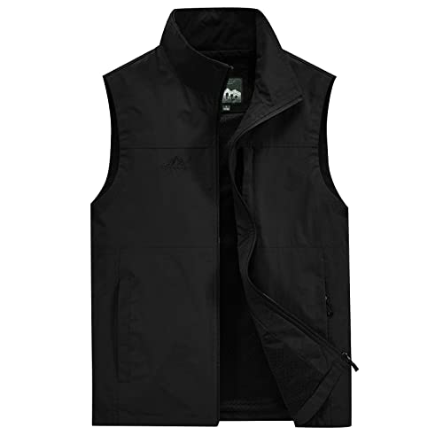 Outdoor Weste Herren Steppweste Leichte Puffer Winter Warme Arbeitsweste Basic Festliche Mit Reißverschluss Taschen Sportweste Zip Up Weste Übergrößen Ärmellose Weihnachts Vest Schwarz 7XL von Generic