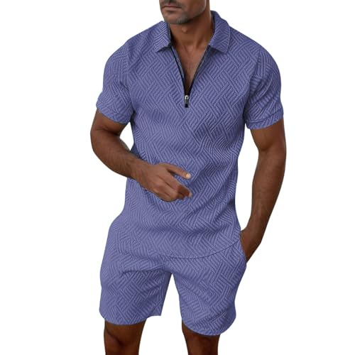 Outfits Herren Sommer Leicht Sportanzug Jogginganzug Tracksuit Casual 2 Teiliges Poloshirt Und Hosen Freizeitanzug Workout Set Summer Clothes Men Sport Outfit Herren Set Kurz von Generic