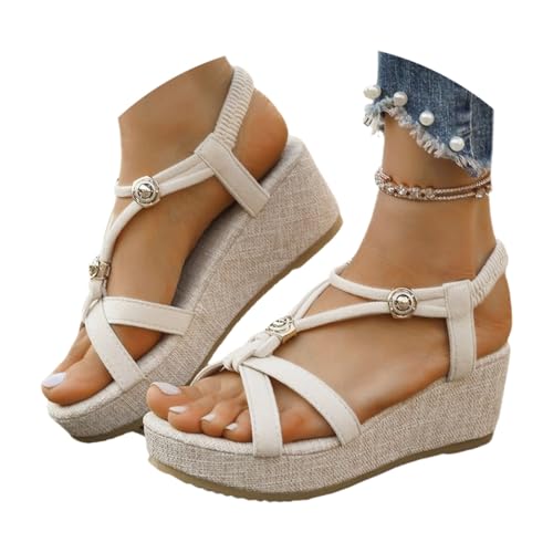 Outlet Angebote Sommer Sandalen Dicken Sohlen Damen Schuhe Elastische Riemen Keilsandalen Böhmischen Plateau Slingback Rutschfest Sandal Weiche Sohlen Gurtsandalen Für Breite Füße Outlet Angebote Sommer Sandalen Dicken Sohlen Damen Schuhe Elastische Riemen Keilsandalen Böhmischen Plateau Slingback Rutschfest Sandal Weiche Sohlen Gurtsandalen Für Breite Füße von Generic