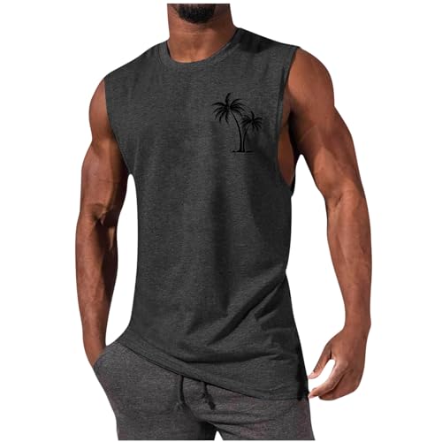 Tank Top Herren Kurzarm Sommer Unterhemd Stretch Bequeme T Shirt Baumwolle Sport Muskelshirt Regular Fit Workout Tanktop Bodybuilding Fitness Trägershirts 2025 Athletic Achselshirts von Generic