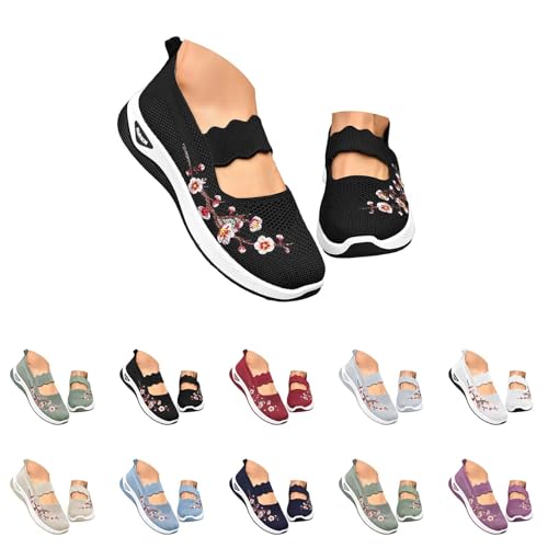 Outlet Angebote Walkingschuhe Damen Mesh Atmungsaktiv Freizeitschuhe Bequeme Laufschuhe Leicht Sneakers Leichtgewichts Sneakers Weite H Flache Schuhe Orthopädische Fashion Turnschuhe von Generic