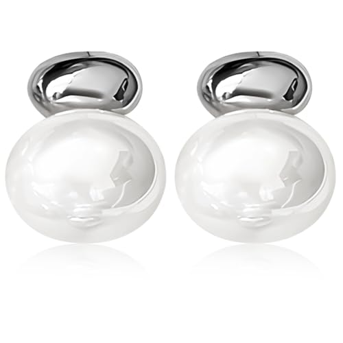 Ovale Ohrhänger mit weißen Perlen, S925er-Sterlingsilber, baumelnde Ohrstecker für Frauen, elegantes Schmuckgeschenk für Freundin, Ehefrau oder Mutter von Generic