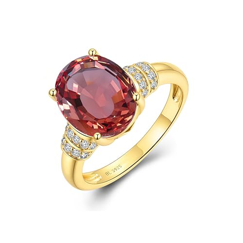 Ovaler 12 * 10mm Sultanit Ring 925 Sterling Silber Farbwechsel Nano Diaspore Zultanit Edelstein Feiner Modeschmuck für Frauen Geschenk (10) von Generic